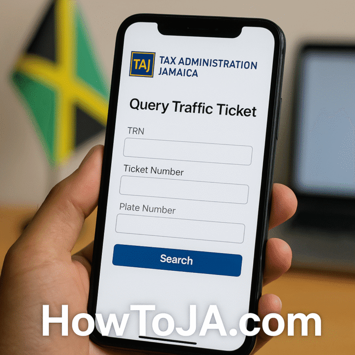 Jamaican driver checking traffic ticket online through TAJ portal
