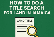 How to do a land title search in Jamaica in 2025 showing property documents and HowToJA.com branding