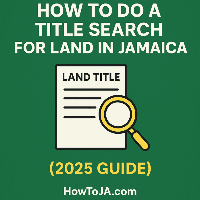 How to do a land title search in Jamaica in 2025 showing property documents and HowToJA.com branding