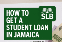SLB student loan application form with Jamaican money and bold title