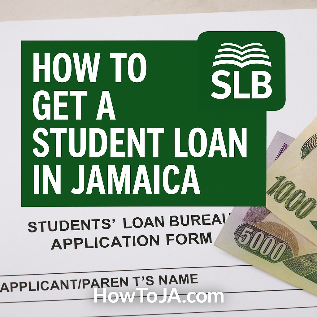 SLB student loan application form with Jamaican money and bold title